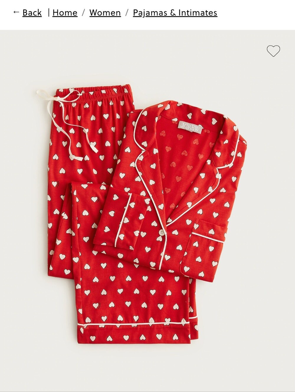 J. Crew Womens Dreamy cotton-blend pajama pant set in heart print